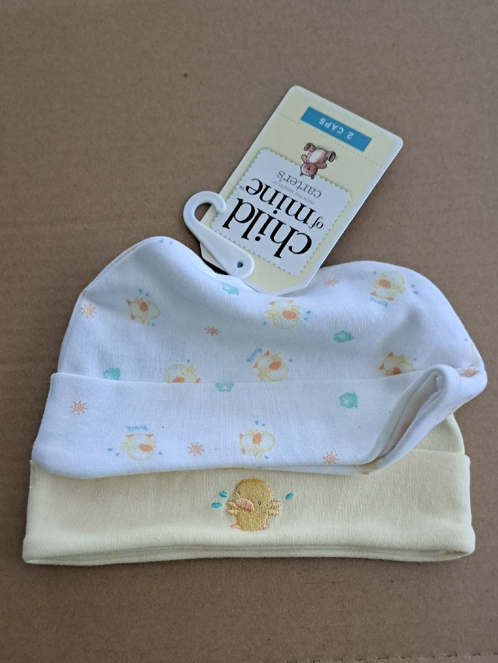 Carter's child of mine Baby Hat Duo - White & Pale Yellow